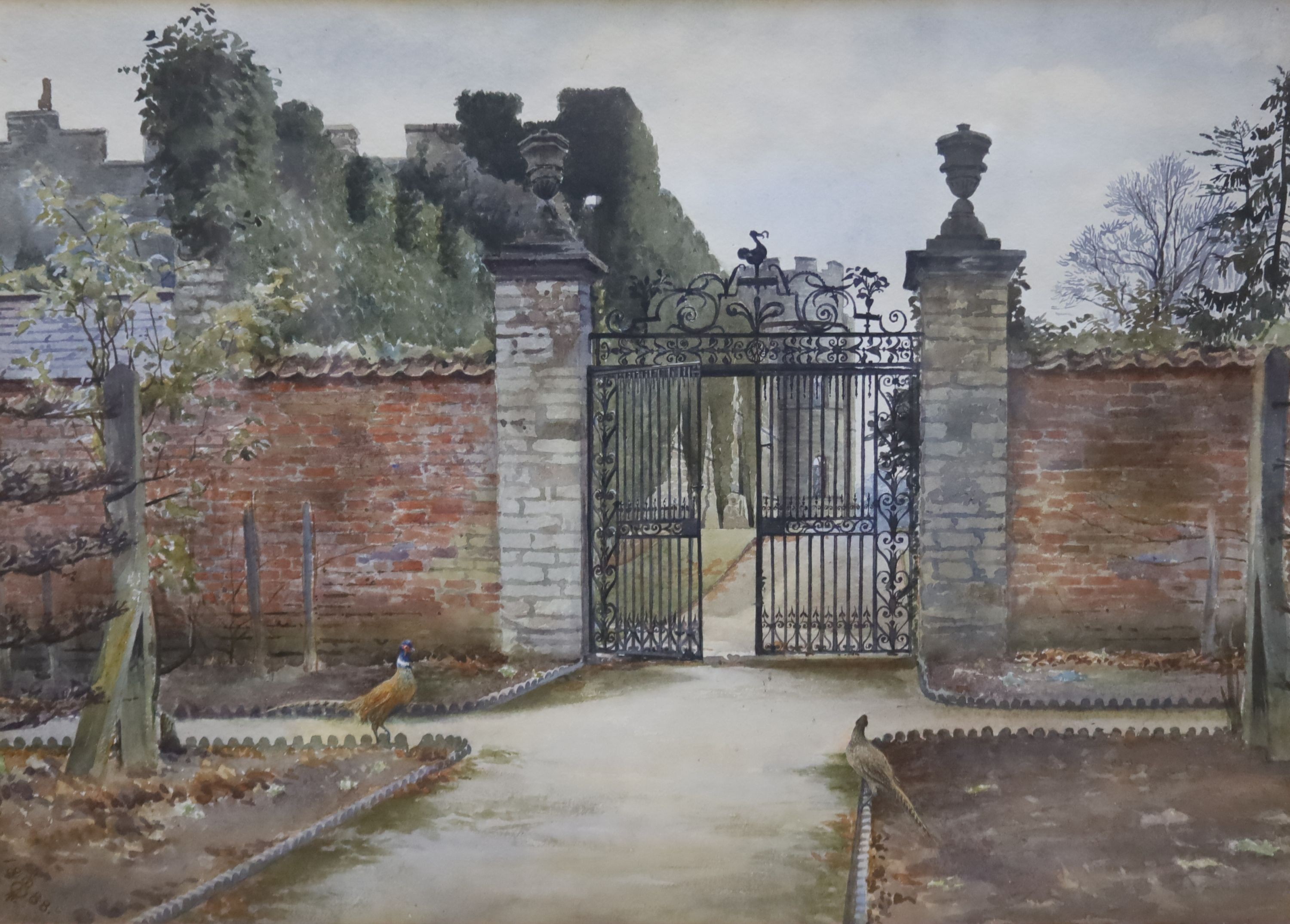 Isabel Baynes Badcock (1863-1839), watercolour, 'Tillingham Castle, Essex', monogrammed and dated 1888, 31 x 44cm